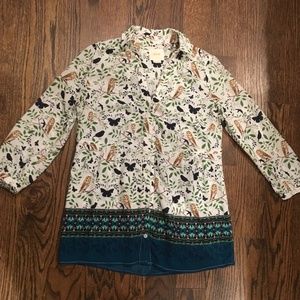 Anthropologie Button Down Shirt w/ Owls (Size 0)
